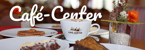 Cafe Center banner with cappuccino and pastries Cafe Center banner with cappuccino and pastries