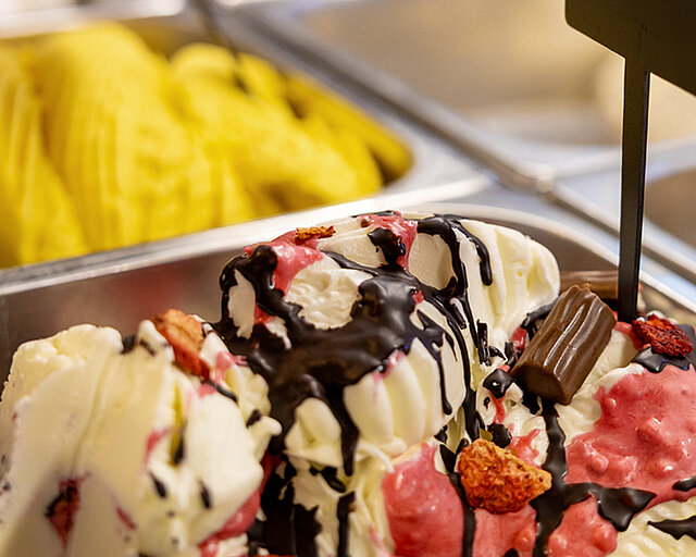 Colorful ice cream in the display counter. Colorful ice cream in the display counter.